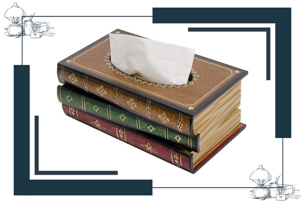 Crafted Classical Retro Wooden Antique Book Tissue Box